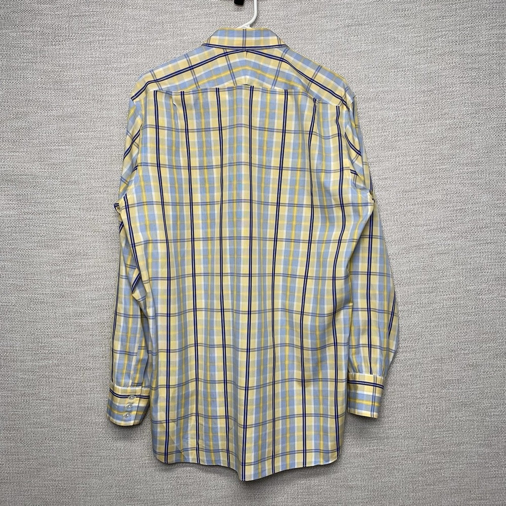 Turnbull Asser Dress Shirt 16 Blue Yellow Plaid - Picture 3 of 10